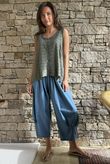  Benji Linen Panel Wave Vest Khaki 